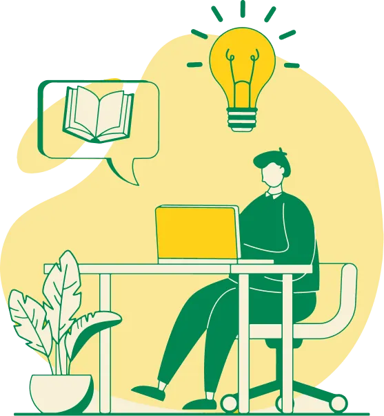 Person working at desk illustration
